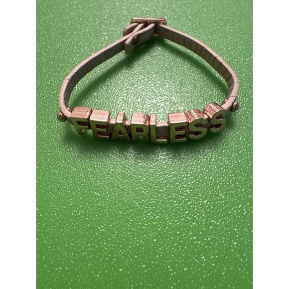 Fearless Bracelet Charm Buckle Rose Gold Costume Jewelry Faux Leather - Picture 1 of 3